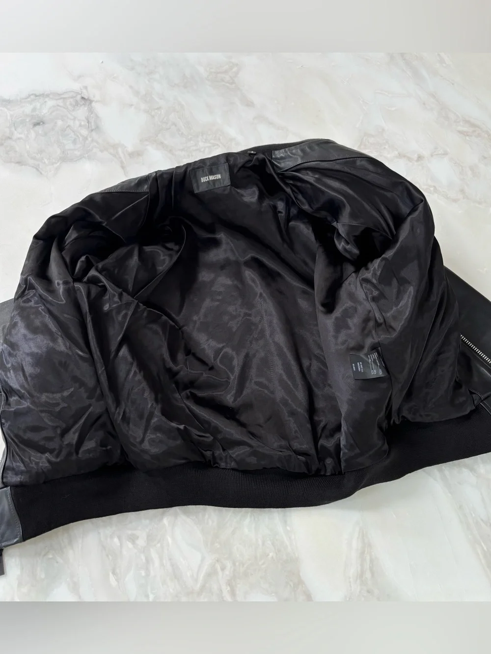 Buck Mason Men’s Bruiser Leather Bomber Jacket Size Small Black New